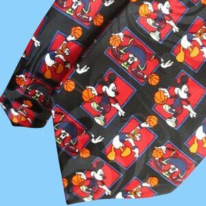 Vintage Mickey Mouse Neck Tie Unlimited Disney Basketball Goofy Donald Duck 56"